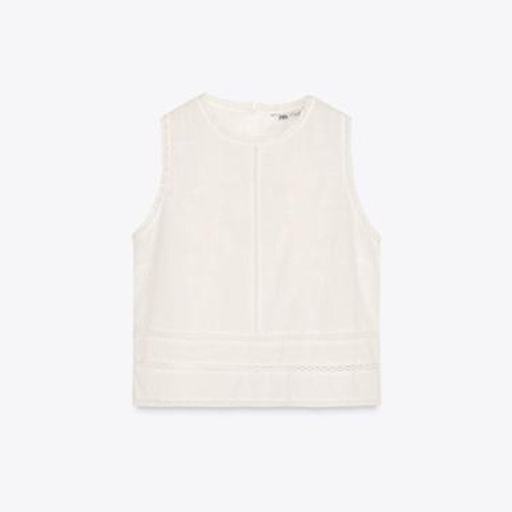 Zara Embroidered Sleeveless Blouse